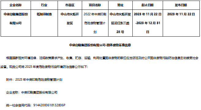 bifa·必发危险废料信息公示